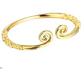 HIJONES Unisex Vintage Sun Wukong Buddhist Tightening Spell Open Bangle | Stainless Steel, Cloud Engraved