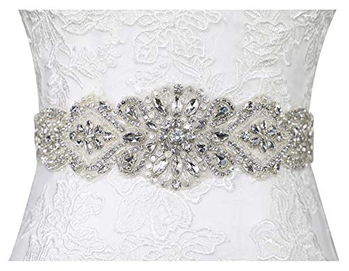Lovful Womens Rhinestone Sash Belts for Dresses Bridal Belt Crystal Wedding Bridesmaid Belt,Ivory