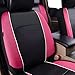 HORSE KINGDOM Leather Car Seat Covers Full Set, 3D Air Mesh Breathable Universal Auto Seat Cover for Women,Truck,Suvs,Sedans, Faux Leather with Airbag Compatible(Black and Pink)