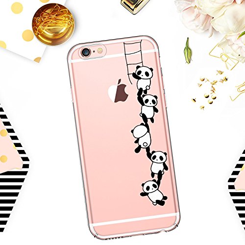 Case for iPhone 6 6S ,Wouier Thin Case Cover TPU Rubber Gel 4.7" , Transparent Clear Back Case, Soft Silicone-Panda pattern (11)