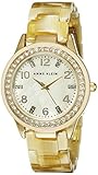 Anne Klein Women's 10/9956CMHN Swarovski Crystal Accented Gold-Tone Horn Resin Watch