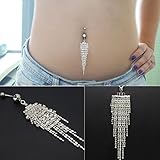 Bestpriceam Rhinestone Crystal Tassel Chain Dangle Navel Belly Button Ring Bar