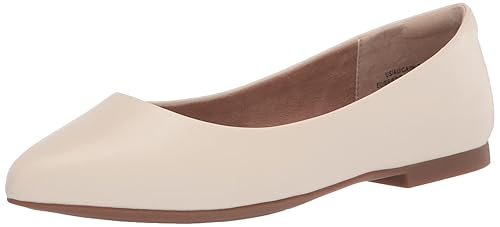 Amazon Essentials Women's Pointed-Toe Ballet Flat, Ivory, 8.5