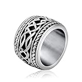 MASOP Cool Men's Titanium Stainless Steel Cross Retro Style Sovereign Ring Size 10