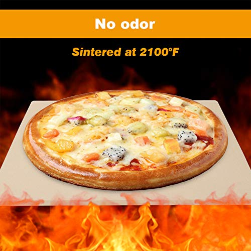 Henkelion Rectangular Pizza Stone for Oven with Pizza Peel, Square