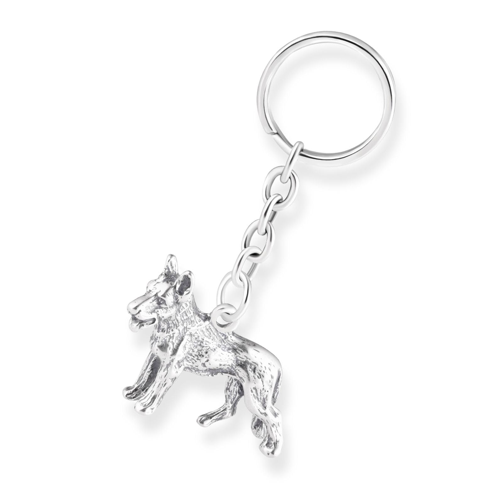 Sterll Mens Dog Keychain Made From 925 Silver With Tarnish Protection