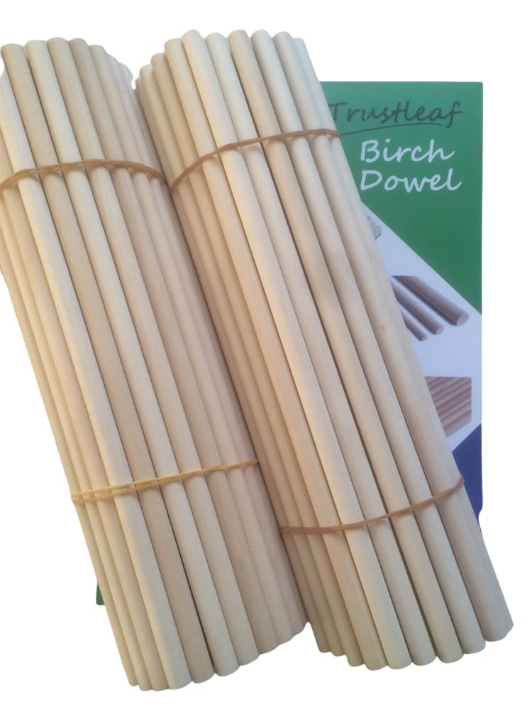 Trustleaf 10mm x 30cm Birch Hardwood Wooden Dowels (100 Dowels)