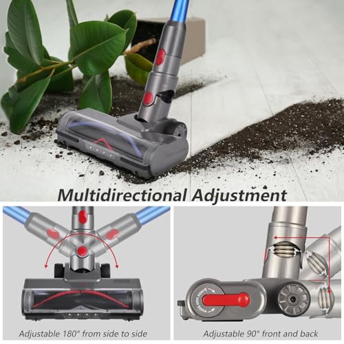 LBOYLOVE® Hardwood Floor Attachment for Dyson V7 V8 V10 V11 V15 Vacuum Cleaner, Bristle Roller Brush Cleaner Head with LED Light for Dyson V7 V8 V10 V11 V15, Quick-Release Motorhead Cleaner Head