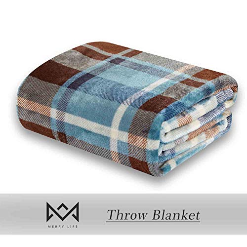 MERRYLIFE Throw Blanket Plaid Sherpa UltraPlush Soft Colorful