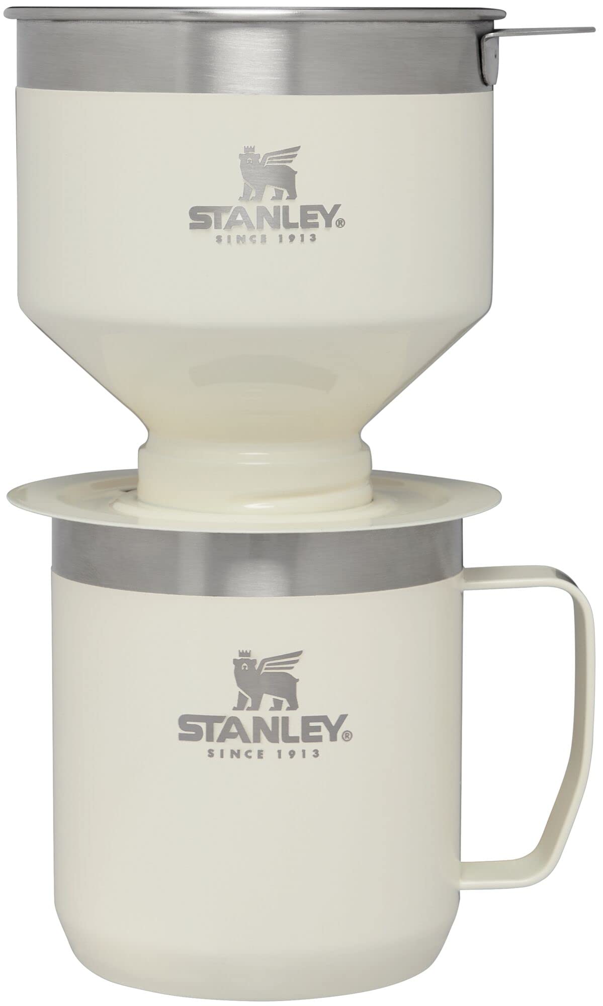 STANLEY Perfect Brew Pour Over Set | 12 oz Camp Mug with Lid Included | Drip Coffee Maker with Reusable Filter | Insulated Stainless Steel | BPA-Free | Cream Gloss Image