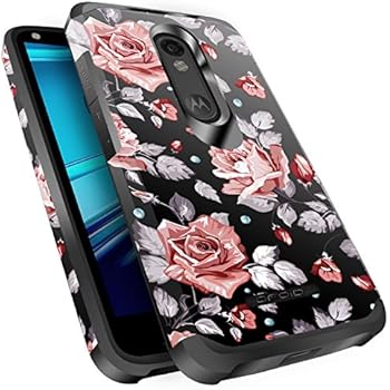Droid Turbo 2 Case, Miss Arts Slim Anti-Scratch Protective Kit with [Drop Protection] Dual Layer Hybrid Protective Cover Case for Verizon Motorola Droid Turbo 2 -Rose Gold Flower/Black