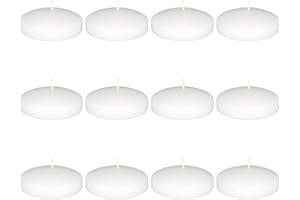 Mega Candles 12 pcs Unscented White Floating Candles, Hand Poured Wax Candle 3 Inch Diameter, Home Décor, Wedding Receptions, Occasions, Festivities, Events, Meditations, Tranquility, Spa