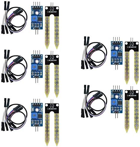 ICQUANZX Soil Moisture Sensor Module, 5pcs YL-69 Water Detection Sensor, Automatic Digital & Analog Dual Output, Normally Open, for Garden Monitoring & Indoor Plant Watering