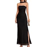 GLNEGE Formal Wedding Guest Bodycon Maxi Dress with Scarf Mesh Slit Elegant Tube Cocktail Party Dresses for Women
