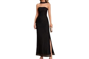 GLNEGE Formal Wedding Guest Bodycon Maxi Dress with Scarf Mesh Slit Elegant Tube Cocktail Party Dresses for Women