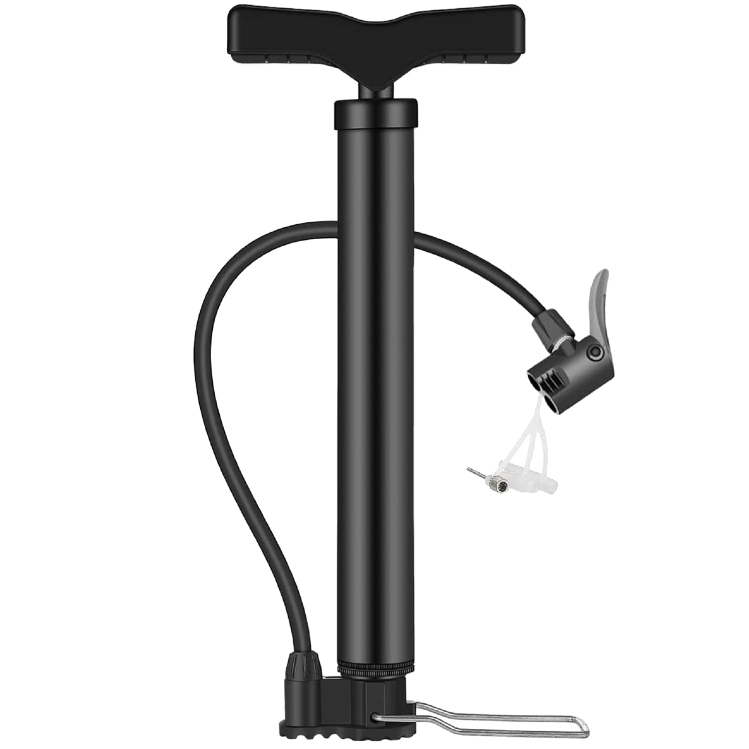 Bike Pump Portable Mini Bicycle Tire Floor Pump Lightweight Presta Schrader Universal Bike Tyre Inflator Pump 120 PSI with Multifunction Ball Needle (Black)