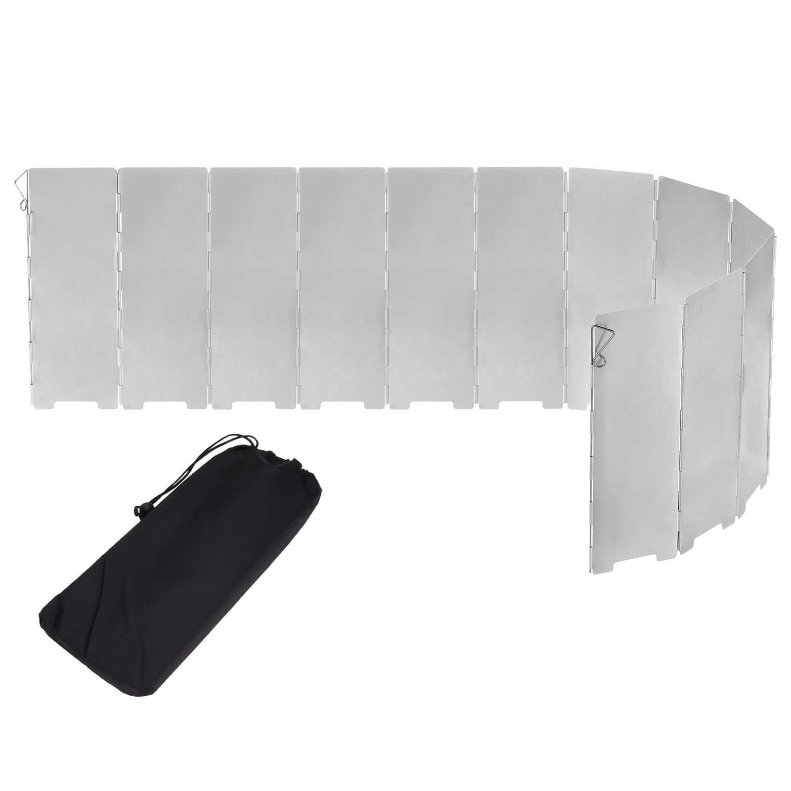 PATIKIL 40.2” x 9.4” Windscreen Camping Stove,12 Plates Heat Shield Stove Windshield Lightweight Folding with Drawstring Bag for Camping Alcohol Stoves