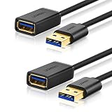 UGREEN 2 Pack USB Extension Cable USB 3.0 Extender Cord Type A Male to A Female for Playstation, Xbox, USB Flash Drive, Card Reader, Hard Drive,Keyboard, Printer, Scanner, Camera (6ft)