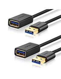 Ugreen Cable de 2 Pack extensor de cable de extensión USB 3.0 tipo A macho a Tipo A Hembra para PlayStation, Xbox, Unidad flash USB, lector de tarjetas, Disco duro, teclado, impresora, escáner, cámara 6 pies