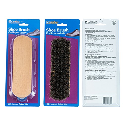 Cadillac Shoe Brush - Boot/Shoe Brush Cleaner - 100% Horsehair Shine Brush - Wood Finish Sneaker Cleaning Brush Scrubber
