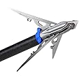G5 Megameat Durable Stainless Steel Ultra Sharp 2" Cutting Diameter Archery Hunting Bow Mechanical Expandable Broadhead with 3 Replaceable Blades & Chisel Tip, 3-Pack