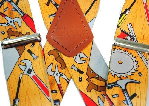 Holdup Brand Tradesmen Series Suspenders in Carpenter Pattern with Jumbo No-slip Clips