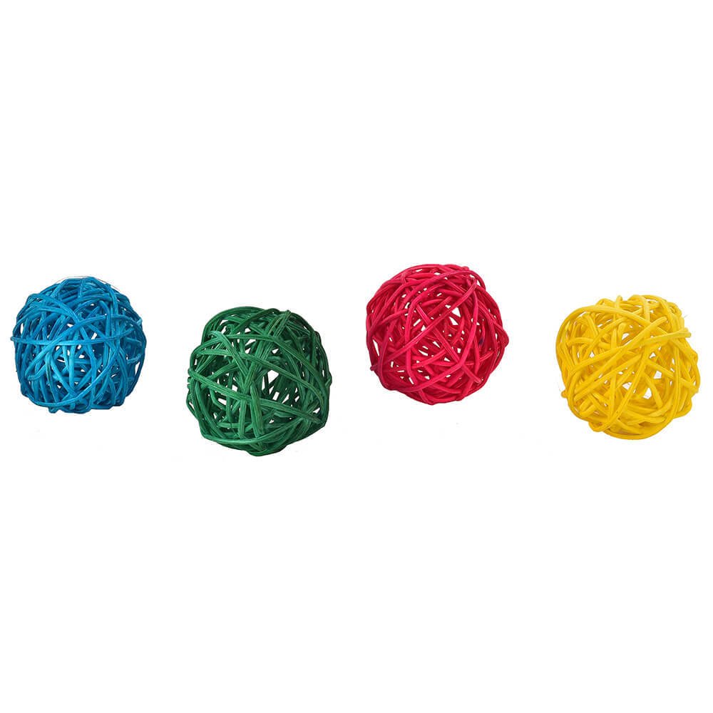 Colourful Munch Woven Vine Chew Balls - Foot Parrot Toy - Pack of 4