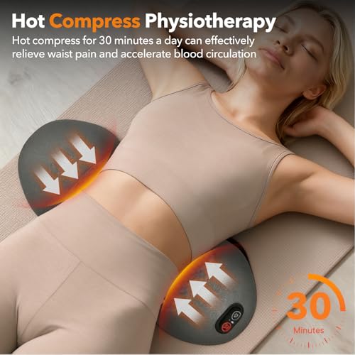 Smooth Spine Triple Fusion Back Massager with Heat - Sciatica Pain Relief & Spine Decompression Device, Deep Tissue Massager for Lower Back Pain, Office Chair and Home (Black)
