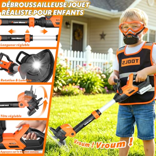 Outils de Jardin pour Enfants 3 in -Débroussailleuse & Souffleur Enfant & Tronconneuse Enfant Effets Sonores Réalistes, Exterieur Jouet Enfant 3-5 Ans,Cadeau Garcon 3-5 Ans