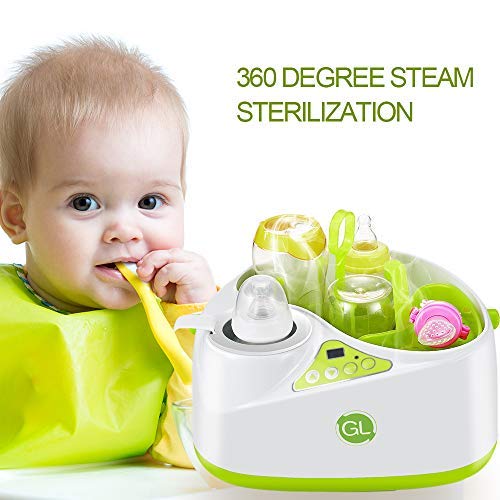 GL 2 in 1 Intelligent Bottle Sterilizer and Constant Temperature Bottle Warmer,Can Warm Milk and Sterilize Bottles Concurrently or Separately,Anti Dry-Heating