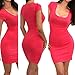 Fedi Summer Women's Cotton Stretch Bodycon Party Cocktail Short Slim Pencil Dress, Red, Small
