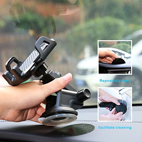 Purebox Car Phone Holder Universal Windshield Dashboard Truck Phone Mount Holder for iPhone X 8 7 7S Plus 6 6S Plus 5 5s Galaxy S5 S6 S7 S8 Google Nexus LG Huawei, Black