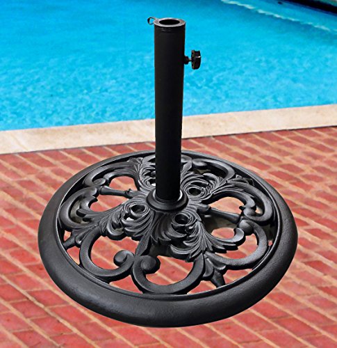 TropiShade 30 Pound Black Powder Coated Cast Iron Umbrella Stand - Thumbnail 2