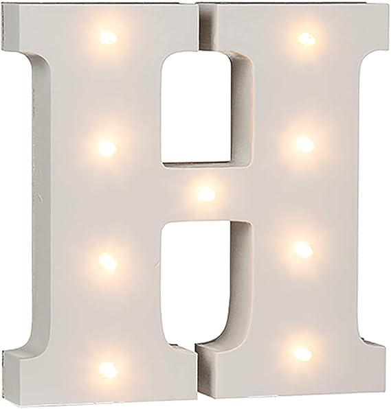 OOTB Illuminated Letter H Light with 9 LED, Wood, White Amazon.co.uk