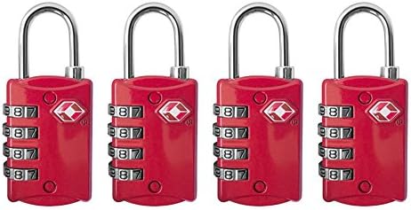 Newtion Tsa Padlock for Luggage Tsa lock 4 Digit Combination TSA Approved Locks 1 Pack (red)