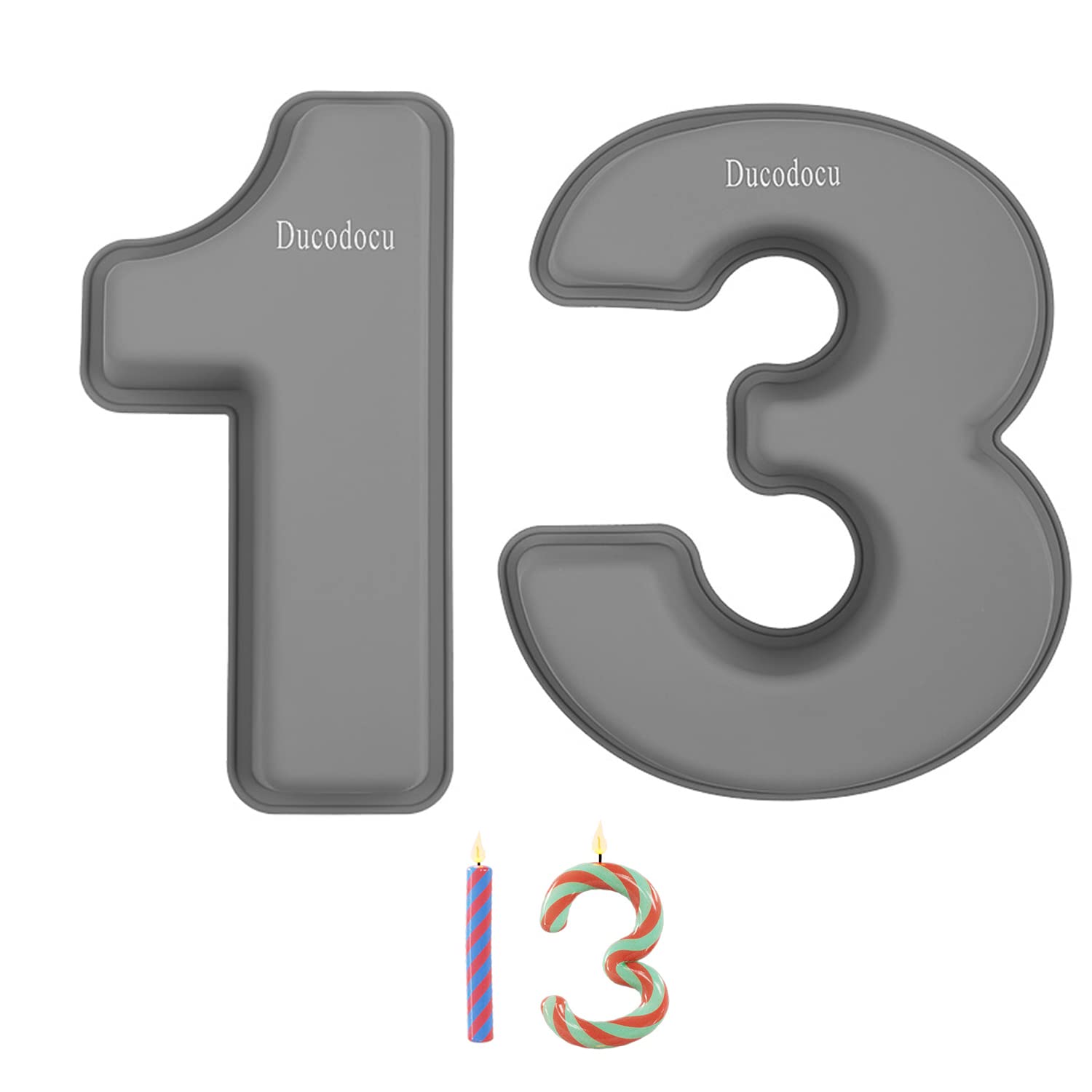 Photo 1 of Ducodocu Silicone Number Cake Pan Large 3D Number Cake Mold Baking Forms Novel Cake Tins DIY Baking Mold for 13/31th Birthday Wedding Anniversary 10 inch Number of 1&3