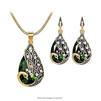 Potelin Women Gems Peacock Pendant Earrings Necklace Vintage Wedding Jewelry Set Durable and Useful