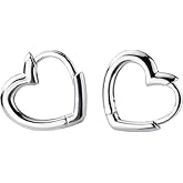 Dainty Love Heart Shaped Small Hoop Sleeper Earrings for Women 925 Sterling Silver Daith Heart Cartilage Tragus Cute Minimalist Hoops Jewelry Gifts Mom Friend Bridemaid