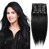 Straight Remy Human Hair Clip in Hair Extension 26 Inches(65cm) 100g 10pcs/set, Color #1j Jet Black