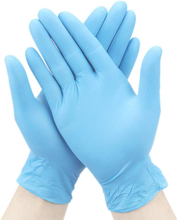 YTGOOD 100 x 9 Inch Box Black Inspection Experience Durable Clean Electronic Disposable Nitrile Rubber Gloves, Bleu Clair 1 Paire, One size
