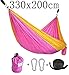 CUTEQUEEN Trading Double Nest Ultralight Portable Outfitters Parachute Nylon Fabric Hammock For Travel Camping,Backpacking,Kayaking,Color: Pink/Golden
