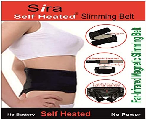 Sira Tourmaline Magnetic Slimming Belt,Belly Fat,Waist Belt,Self Heated Belt,Slim Belt,Lower Back Pain Belt,Lumbar Support Belt,Slimming Belt,Far Infrared,Magnetic Belt,Best Slim Belt. (L- Black)