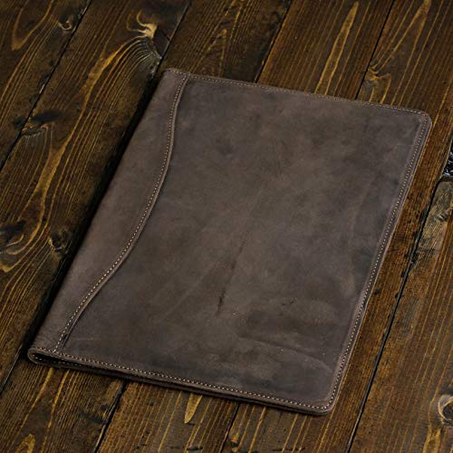 Pegai Personalized Leather Portfolio/Legal Padfolio, Distressed Leather Pad Folio - Marshall | Chestnut
