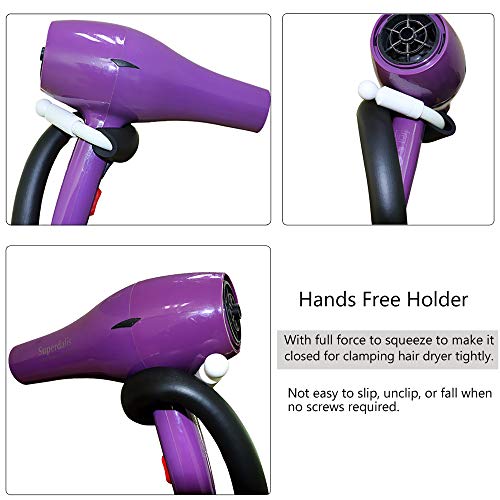 Pard Clamp Mount Hair Dryer Holder, 360 Degrees Rotation Adjustable Hands Free Dog Pet Cat Grooming Table Stand Holder, Silver