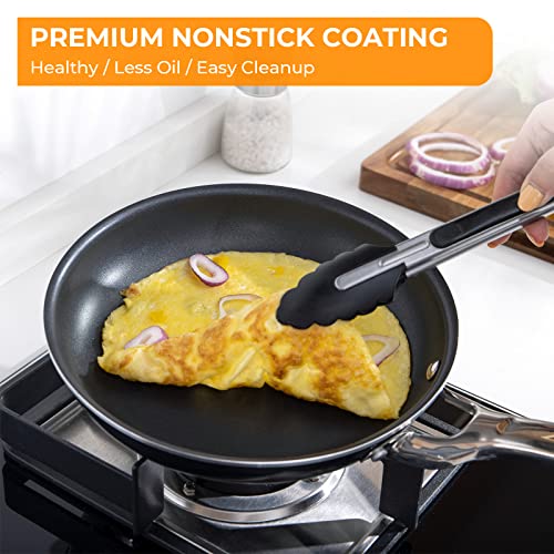 Nonstick Cookware Set 10 Piece, Induction Pots and Pans Set Non Stick