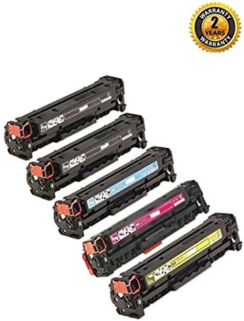 New 5Pack CC530A Toner Cartridge used for HP Color LaserJet CM2320 CM2320fxi CM2320nf CP2025dn CP2025n CP2025 (2Black,Cyan,Yellow,Magenta)