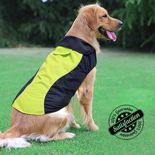 Ezer Waterproof Outdoor Dog Raincoat- Soft Fleece Lining Reflective Jackets, Sports Lightweight Dog Vest for Large Dogs Walking (Green-XXL)