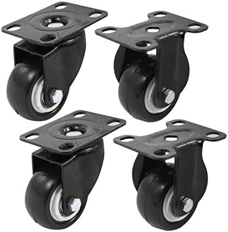 4 Pack 2" Heavy Duty Caster Wheels Polyurethane PU Rubber Swivel Casters with 360 Degree Top Plate 220lb Total Capacity for Set of 4 (2 with Brakes& 2 fixed) Black