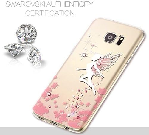 Samsung Galaxy S7 Edge Case, Kingxbar [ Fairy Feature Series ] Bling Bling Ultra-thin Plating Tapered Swarovski Crystal TPU Soft Back Case Cover for Samsung Galaxy S7 Edge ( Pink )