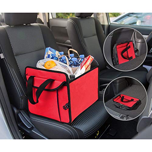 XBRN Trunk Organizer Car Storage, Van SUV Cargo Organization Container Toys Food Storage, Auto Travel Bag with Cooler Set (Red)